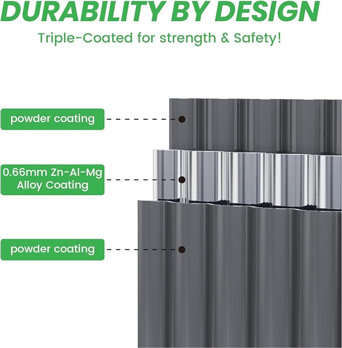 Raised Garden Bed Kit 8×2×1.4 FT Magnesium-Aluminum-Zinc Stainless Steel Metal Planter Box for Planting Outdoor Plants Vegetables (Gray)