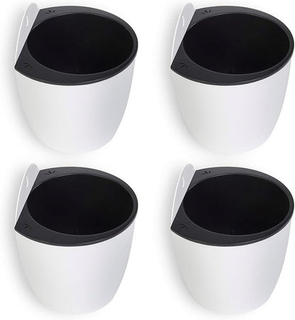 MyGift 7.5 Inch Wall Planters for Indoor Plants, White Plastic Hanging Self Watering Plant Pots, Flower Cactus Herbs Plant Container Wall Planter Set of 4