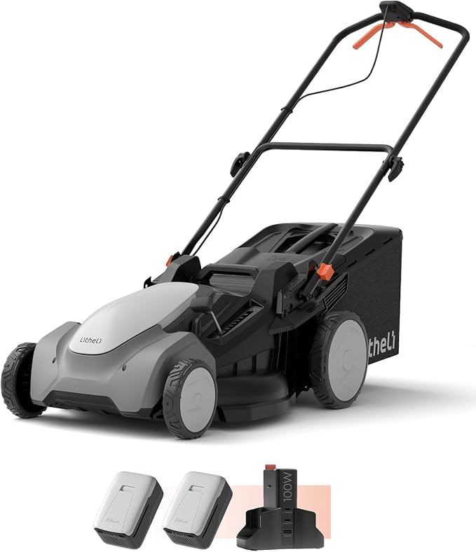 LITHELI Cordless Lawn Mower 40V 21", Lawn Mower Brushless Electric with 8.0Ah Battery & Charger Included, 6-Position Height Adjustment, Foldable Design, Battery Powered Lawn Mower for Up to 1/2 Acre