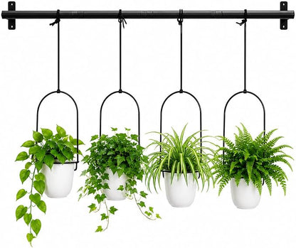 Adjustable Hanging Window Planter with 4 Pots, Space Saving Indoor Herb Garden Plant Hanger, Metal Vertical Plant Rack for Kitchen, Balcony & Home Deco41in-4 Flower pots