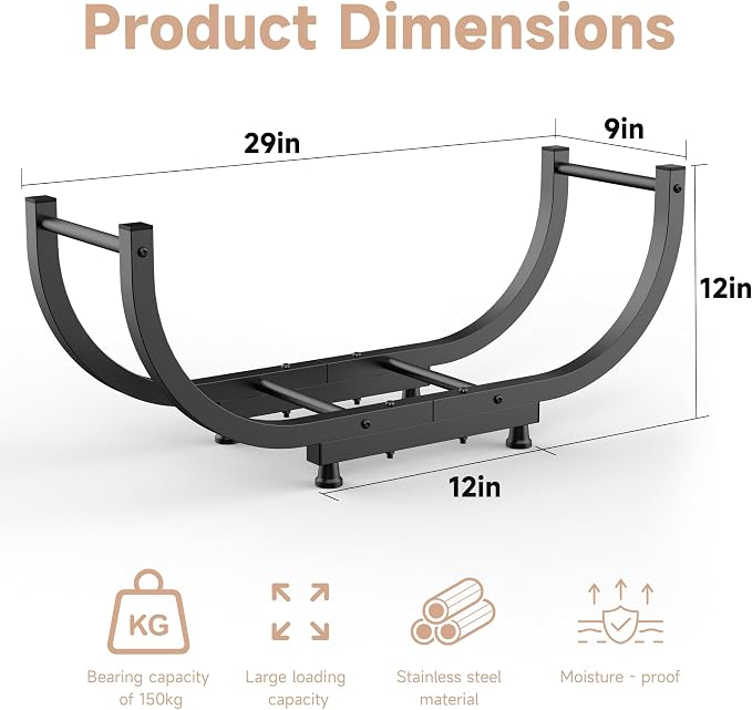 Firewood Rack Outdoor, 29 inch, Firewood Storage Holder Indoor, Log Holders for Firewood