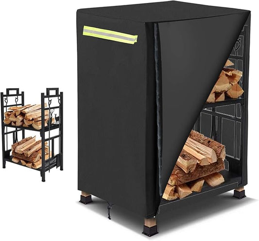Firewood Log Rack Cover, Outdoor Wood Cover with Openable Front Flap,2ft Firewood Racks Cover（Cover Only）