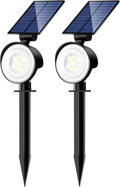 nipify 2 Pack Solar Lights Outdoor Waterproof, 3 CCT Solar Spot Lights with 2 Brightness Landscape Spotlights for Outside Garden Yard Trees