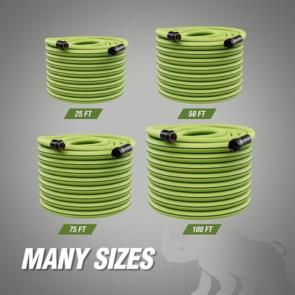 RUGGED RHINO Heavy Duty Garden Hose 50ft x 5/8in, Anti-Kink and Leakproof, Durable 4-Layer Construction, 500 PSI Burst, All Weather Outdoor Watering for Lawn, Garden, Flowers, Green and Black