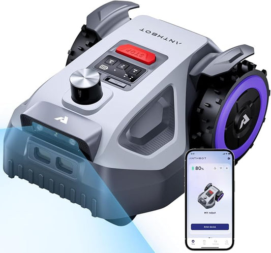 ANTHBOT M5 Lidar Robot Lawn Mower, 360°LiDAR+Vision Perimeter Wire Free 1/4 Acre, Vision Obstacle Avoidance Robotic Lawnmower with Automatic Mapping Zone Division, 45% Slope, App Control