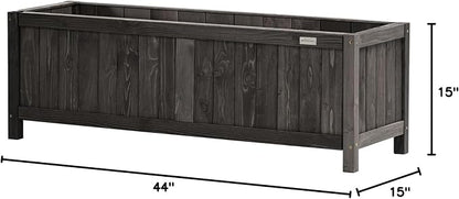NatraHedge (44" Lx 15" W x 15" H (Black) Hampton Classic Wooden Planter Box Indoor and Outdoor Rectangular Garden Planter Use for Patio, Yard, Greenhouse, Vegatable, Flowers, and Herb | (Black) Indoor and Outdoor Rectangular Garden Use for Patio Yard G...