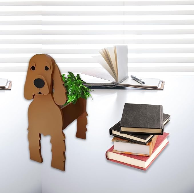Brown Cocker Spaniel Dog Planter Pots, 9.45 x 9.17 x 13.39 Inches | Dog Flower Pot, Cute Animal Shaped Plant Pot, Gifts for Women & Pet Lovers, Indoor Outdoor Garden Home Office Decor