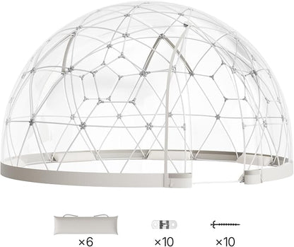 VEVOR Garden Dome Tent, 9.5 x 5.7 ft Outdoor Clear Bubble Tent for 2–4 Person, Weatherproof Geodesic Dome Greenhouse with Window, PVC Transparent