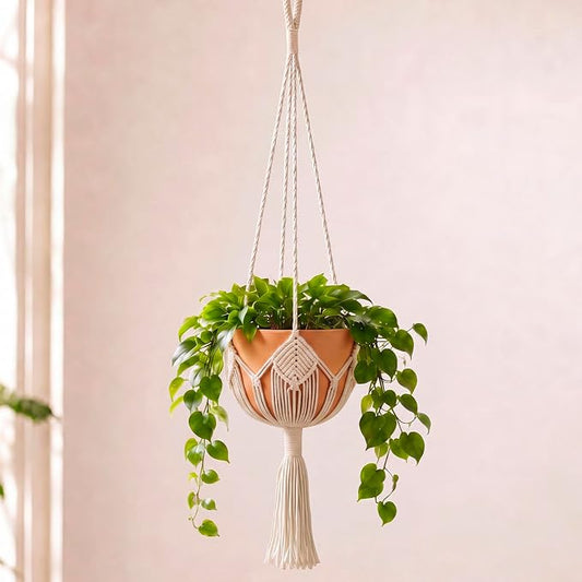Shappy Boho Macrame Plant Hanger, Large Hanging Planter Plant Holder Pot Hanger Hanging Basket Wall Planters, Plants Lover Gift for Indoor Garden
