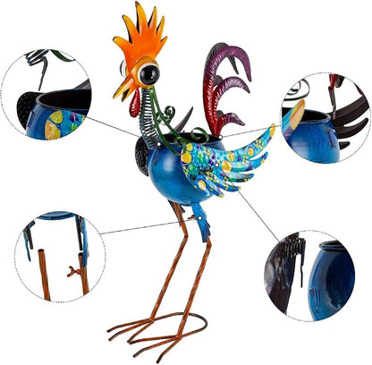 Planters for Outdoor Plants,25.6 Inch Tall Metal Yard Rooster Decor for Outdoor Plants, Weather-Resistant Flower Pots for Garden Patio Porch Decor