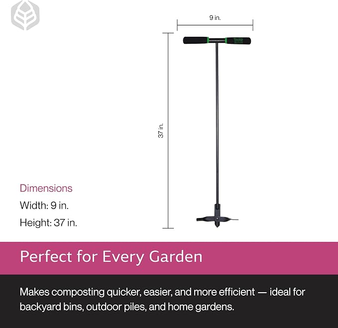 Yard Butler ICA-36 Compost Aerator - Lawn Care Tool for Aerating - Long-Handled - Power-Coated Steel Construction - Comfortable Cushioned Handles Garden Tool - Easy to Use