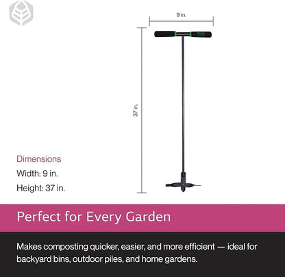 Yard Butler ICA-36 Compost Aerator - Lawn Care Tool for Aerating - Long-Handled - Power-Coated Steel Construction - Comfortable Cushioned Handles Garden Tool - Easy to Use