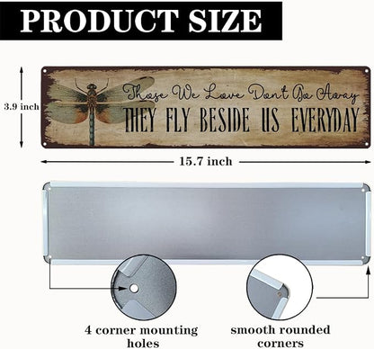 Garden Metal Tin Sign, Vintage Farmhouse Decor, Those We Love Don’t Go Away Sign, Garden Wall Art for Yard Fence Door Porch, Sentimental Indoor Outdoor Gardening Decoration, 15.7 x 3.9 Inches