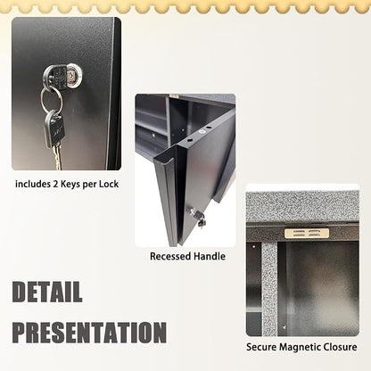 Metal Wall Cabinet Lockable Steel Cabinet Included 2 Removable Shelves Steel Cabinet Black&Grey for Garage Basement