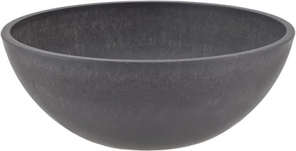PSW PotCollection M30DC Plastic/Stone/WoodComposite Low BowlPlanter,No Drainage Hole(Drillable), Shallow Indoor/Outer Pot for Succulents,Bonsai,Fairy Gardens,Herbs,Dark Charcoal, 12 Inch (Pack of 12)