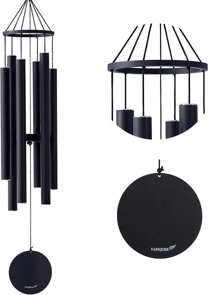 Vanquer Wind Chimes for Outside Deep Tone - 38'' Wind Chimes Outdoor Clearance, Deep Tone, Windchimes Outdoors, Memorial, Sympathy Gift, Garden Patio, Home Décor (Black)