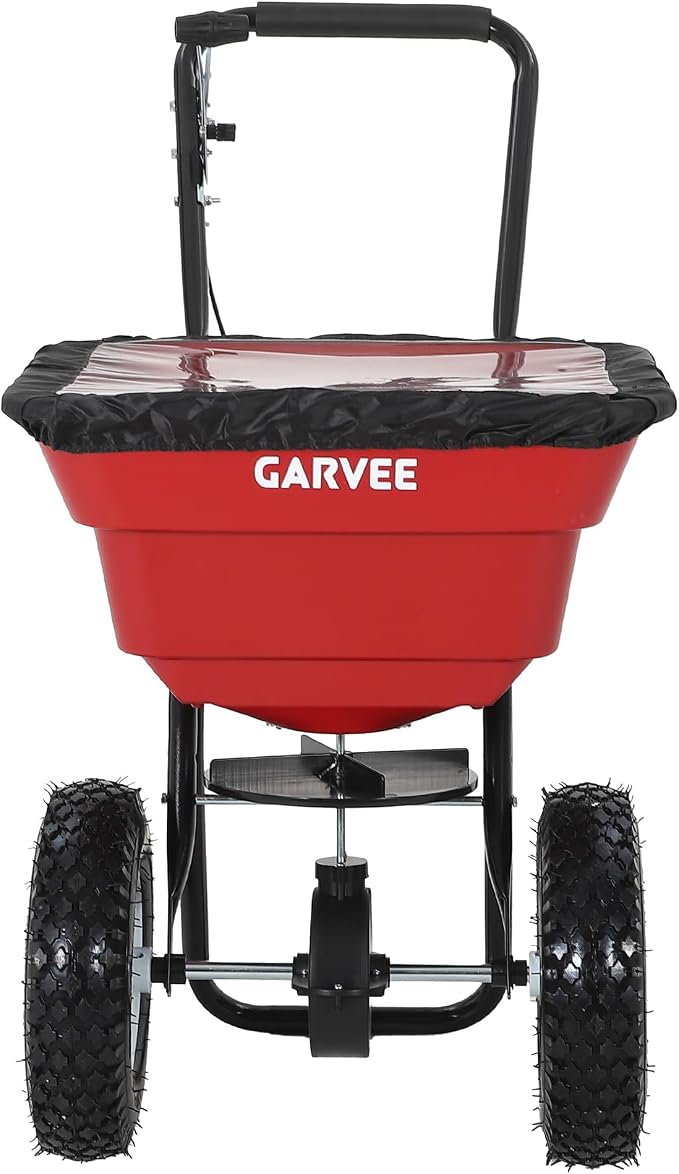 80 LBS Push Broadcast Spreader, 12FT Spreading Width, 13in All-Terrain Wheels, Adjustable Flow Control, Heavy Duty Walk Behind Lawn Spreader for Fertilizer, Grass Seed, Ice Melt, Salt