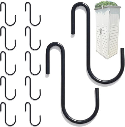 CYG&CL 12PCS Metal Shed Hooks for Hanging, Outdoor Storage Shed Accessories Interior, Utility Peg Board Tool Hangers, Heavy Duty J-Hook for Garden Garage Pegboard