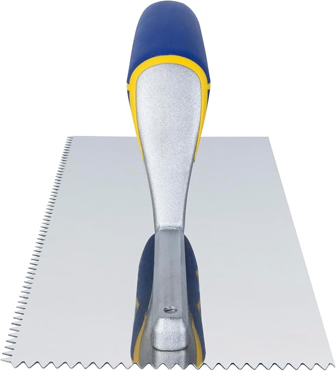 QEP Comfort Grip Stainless Steel Trowel V-Notch 3/16" x 5/32"