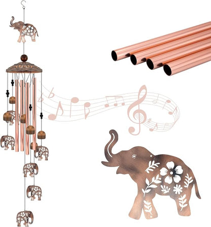 Elephant Wind Chimes for Outside, Elephant Gifts for Women/Mom/Grandma Birthday Gifts,Memorial Gift,Soothing Bass Tones Outdoor Metal WindChimes for Home, Lawn, Porch, Patio, Garden,Yard Decor(35")