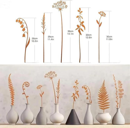 Metal Flowers Garden Stakes | 5Pcs，Easy to use, no maintenance required