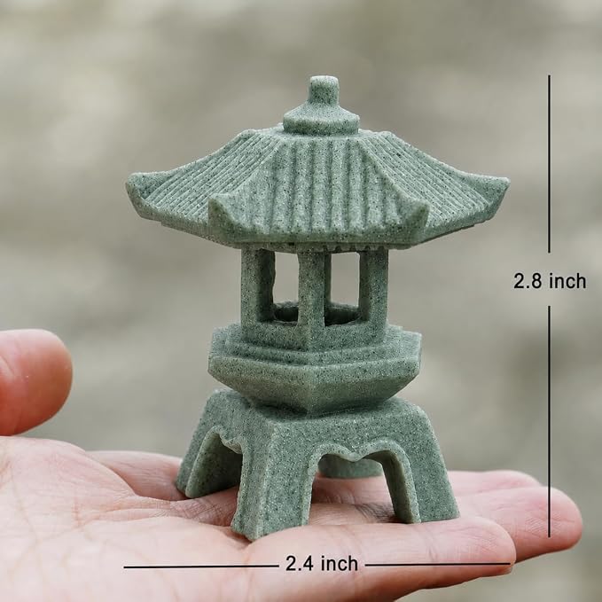 Japanese Pagoda LED Lamp Statue Figurine, LED Lantern Pagoda Statue Figurines for Home Table Decor - Style C