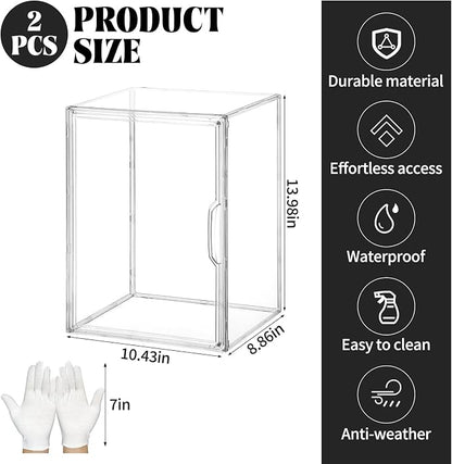 2 Pcs Mini Greenhouse for Indoor Clear Portable Tabletop Greenhouse with Magnetic Door Stackable Waterproof Small Plant Tent for Indoor Plants Growing & Seed Starting 14.2×10.6×8.7 Inch