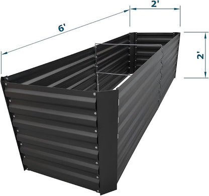 6x2x2FT Black Metal Raised Garden Bed Kit, Galvanized Outdoor Planter Box for Vegetables, Flowers, Herbs, Succulents and More