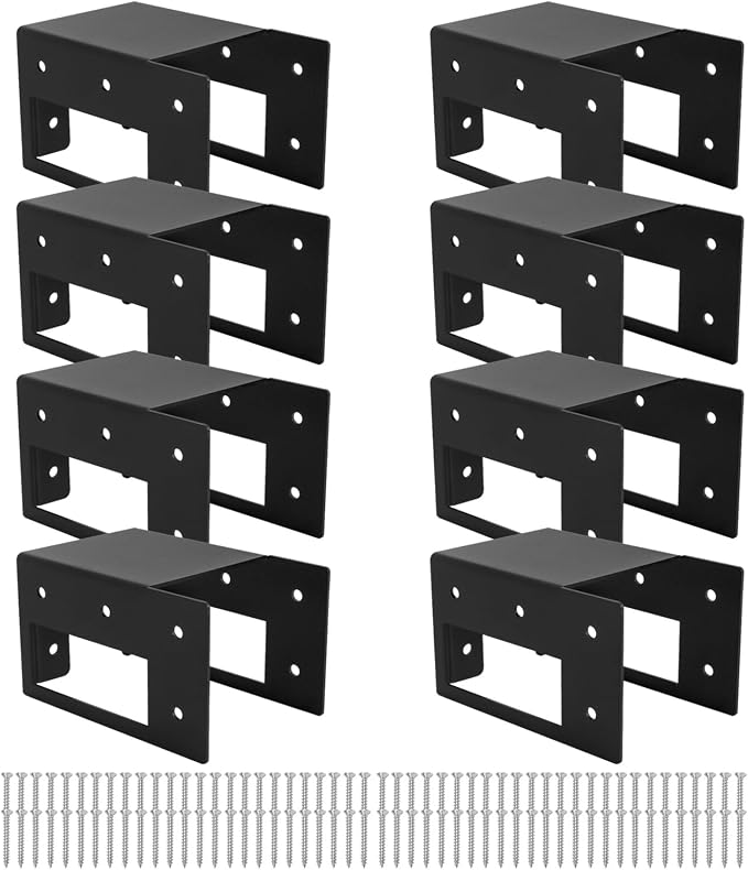 Firewood Log Storage Rack Bracket 8 Pack,Fireplace Wood Storage Holder,Indoor Outdoor Adjustable Heavy Duty Powder Coated Steel Holder with Wood Screws