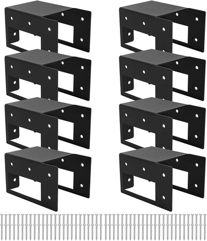 Firewood Log Storage Rack Bracket 8 Pack,Fireplace Wood Storage Holder,Indoor Outdoor Adjustable Heavy Duty Powder Coated Steel Holder with Wood Screws
