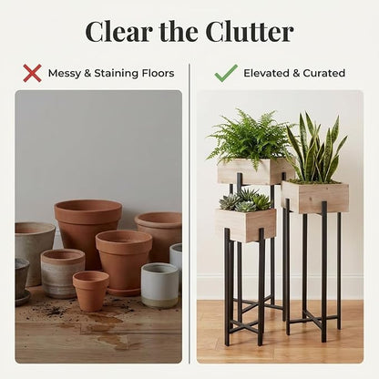 Anderson's Raised Wooden Garden Boxes on Metal Stands Set - 3 Pieces