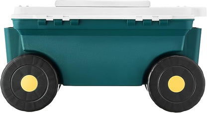 VEVOR Small Garden Seat, 2 in 1 Rolling Garden Cart with Storage Bin, Supports up to 227 lbs, Compact Outdoor Garden Scooter with Handle, Garden Stool for Yard Weeding Planting