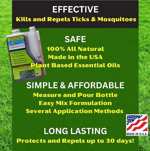 Mosquito & Tick Yard Spray, Natural Essential Oils, 8oz | Kills & Repels Harmful Bugs - Safe for Kids Pets Plants