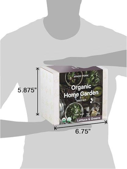 Organic Indoor Lettuce & Greens Garden Starter Kit - Certified USDA Organic Non GMO - Includes Spinach, Kale, Red Romaine, Loose Leaf Lettuce Seeds for Planting, Potting Soil, Peat Pots