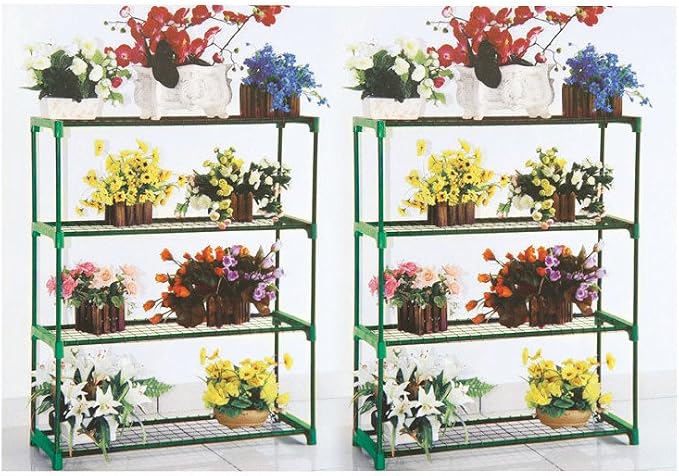 Panana 2 x Display Storage Racking for Garden Garage Greenhouse Staging Plant Stand Greenhouse 4-Tire Racking Shelving Unit for Garden Shed Garage