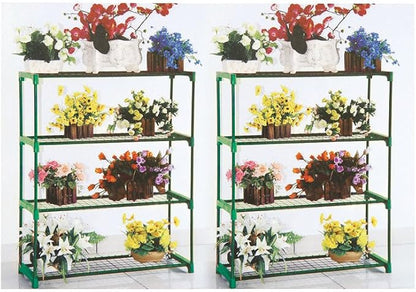 Panana 2 x Display Storage Racking for Garden Garage Greenhouse Staging Plant Stand Greenhouse 4-Tire Racking Shelving Unit for Garden Shed Garage