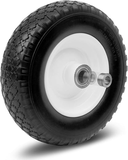 MaxxHaul 12" Flat Free Solid Tire 4.10/3.50-6" Wheel with 1" Bore with 5/8" Adapter - Double Sealed Bearings 3.75" Center Hub - Trailer Dolly/Wheelbarrow Replacement - 330 lb Capacity 1-Pack (51067)