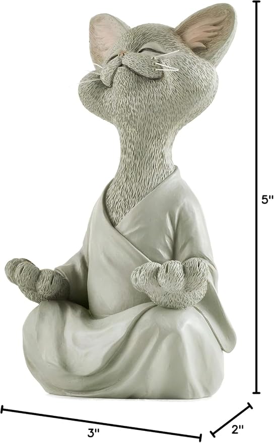 Meditating Happy Cat Statue – Zen Mindfulness Decor for Cat Lovers