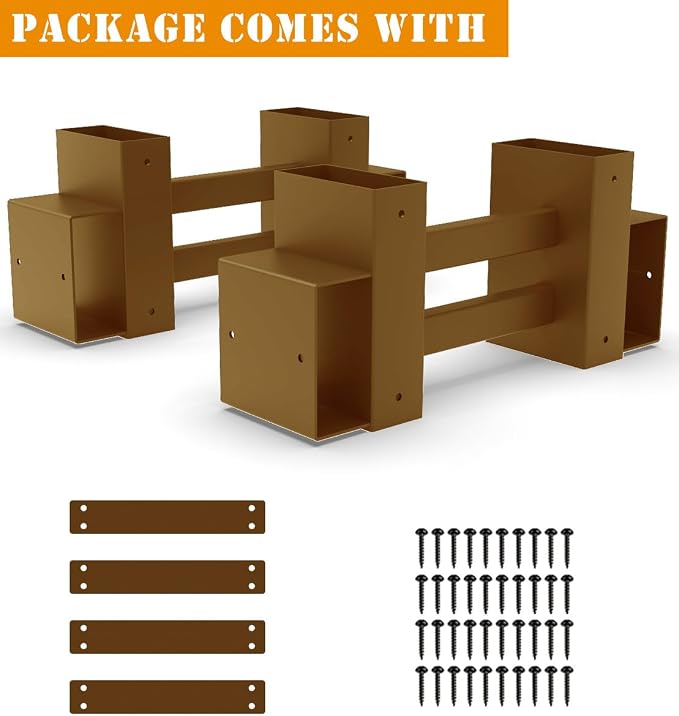 Outdoor Firewood Rack Brackets Kit for Fire Wood Pile Storage, Adjustable log stacking Stand Holder for 2x4 lumber, Brown, Set of 2