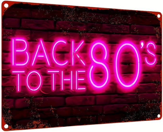 1pc, Music, Neon, Background, Electronic, Synthpop, 80S, Retrowave Vintage Metal Sign Poster, Retro Vintage Tin Sign For Home Bar Pub Garage Decor Gifts, Room Decoration, 12x8 Inches/30x20cm