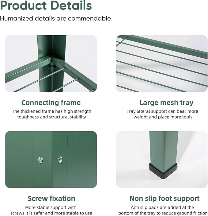 Raised Garden Bed, Elevated Green Metal Plant Box with Legs, Standing Garden Stand with Drainage Holes (40" L x 11" W x 31" H)
