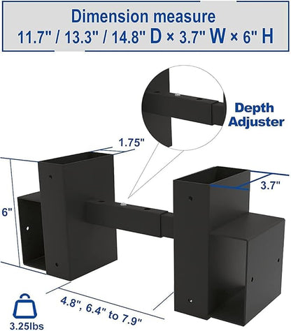 Outdoor Firewood Rack Bracket Kit, 2x4 Firewood Storage Holder with 3 Depth Adjustable, Lumber Storage Rack for Outdoor Indoor Patio, 1 Pair (2x4s not Included)