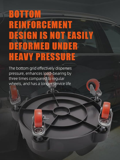 SPTA Bucket Dolly with 5 Wheels, Car Wash Bucket Roller, Easy Push Rolling Barrel Dolly System for Washing, Waxing, Removable Bucket Mover, Polishing Car Accessories Black