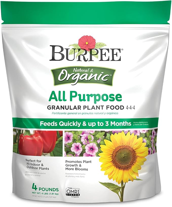 Burpee 4lb Organic Plant Food + 3lb Organic Blood Meal Fertilizer Bundle for Vegetable Garden, Flower Garden & Seed Starting
