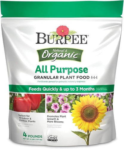 Burpee 4lb Organic Plant Food + 3lb Organic Blood Meal Fertilizer Bundle for Vegetable Garden, Flower Garden & Seed Starting