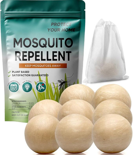 AJOQFKTD Mosquito Repellent Outdoor Patio, Mosquito Repellent Balls, Mosquito Repellent for Room, Mosquito Repellent Indoor, Mosquito Deterrent for Yard, Covers 120 Sq Ft, 60 Days Protection, 8 Packs