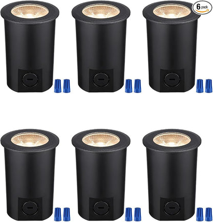 LEONLITE 7W 5CCT Well Lights Landscape LED In Ground, 12-24V AC/DC Low Voltage, CRI90 IP67 Inground Well Lights Outdoor, Black Aluminum Housing, Embedded Parts Included, Pack of 6