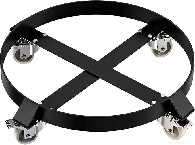 55-Gallon Drum Dolly, Heavy Duty 1000Lbs Load Capacity,Barrel Dolly Cart with Cross Braces & Swivel Casters Wheel,Steel Fram,Non Tipping Design,Barrel Cart with Brake for Warehouse Drum Handling
