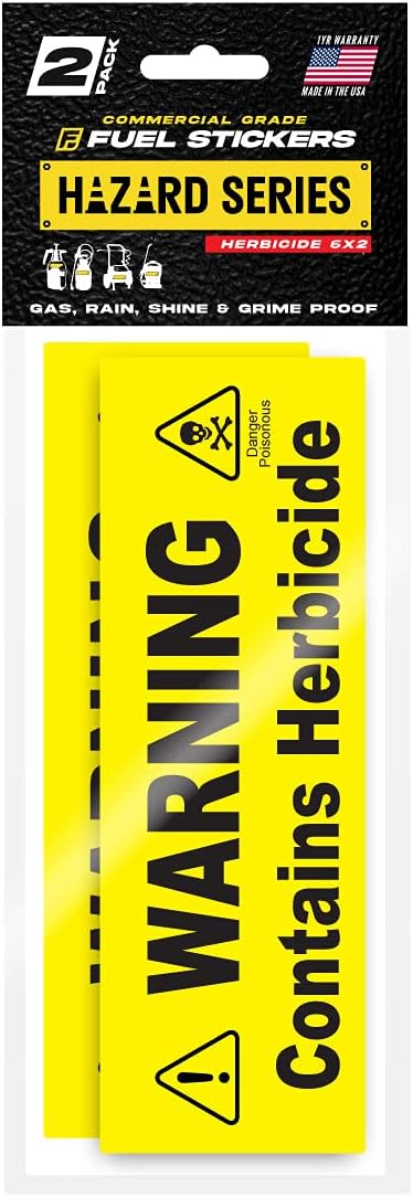 Herbicide Sticker - Warning Label Signage for Pump and Garden Sprayers: Weather and Fade Resistant, Extreme Stick, Commercial Grade, Herbicide Labels - USA Made (10 Labels)