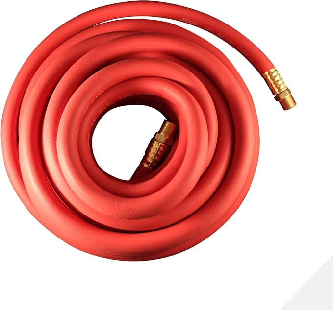 MILTON Strength Air Hose Reel w/Auto- Retractable Steel Dual Arm, 3/8" MNPT x 50 ft. Hybrid Rubber Hose & 1635 50 Foot EPDM 3/8" ID Rubber Air Hose